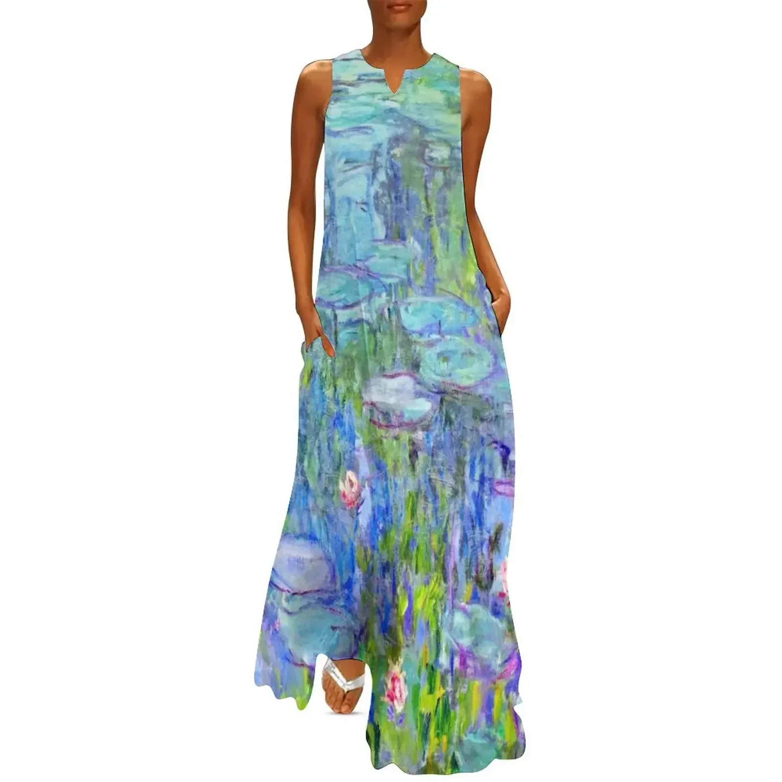 

Water Lilies moneT Long Dress cocktail dresses Dress vintage evening dress ladies dresses for women