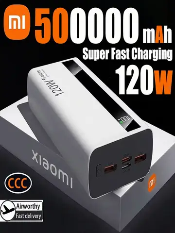 샤오미 120W 200000 mAh 고용량 전원 은행 iPhone Samsung Huawei 용 초고속 충전 전원 은행 휴대용 배터리 충전기