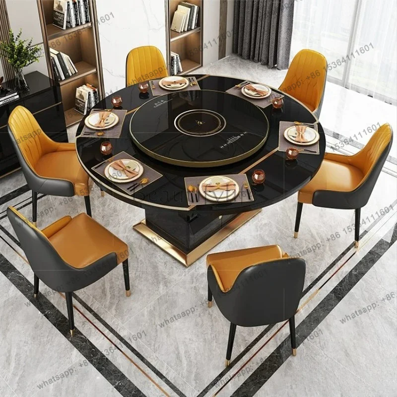 zj.Nordic Dinner Table Round Dining Tables Set Kitchen Glass Modern Dinning Luxury Multifunctional Smart Esstische Home Furnitur