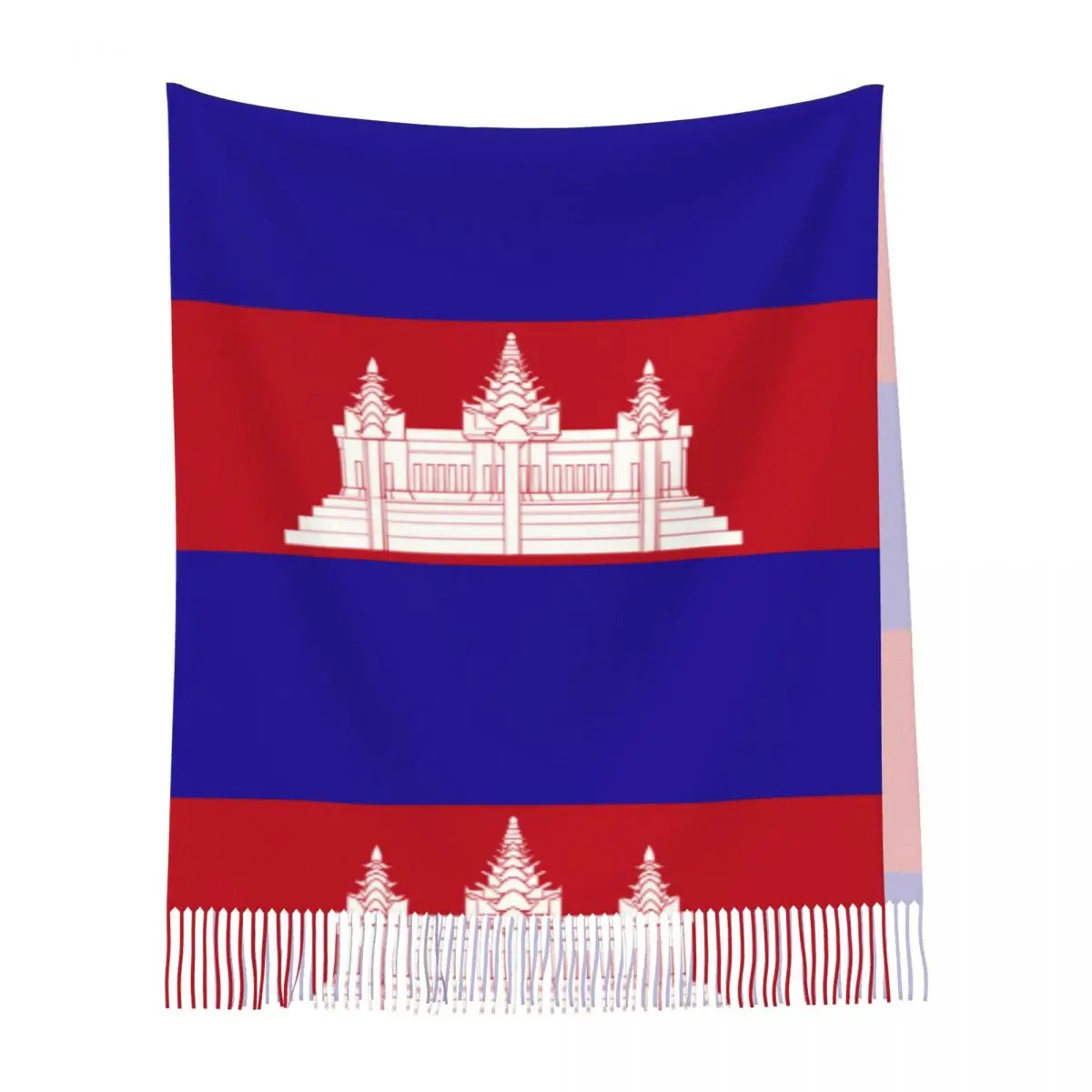 Cambodia Flag Women\'s Pashmina Shawl Wraps Fringe Scarf Long Large Scarf