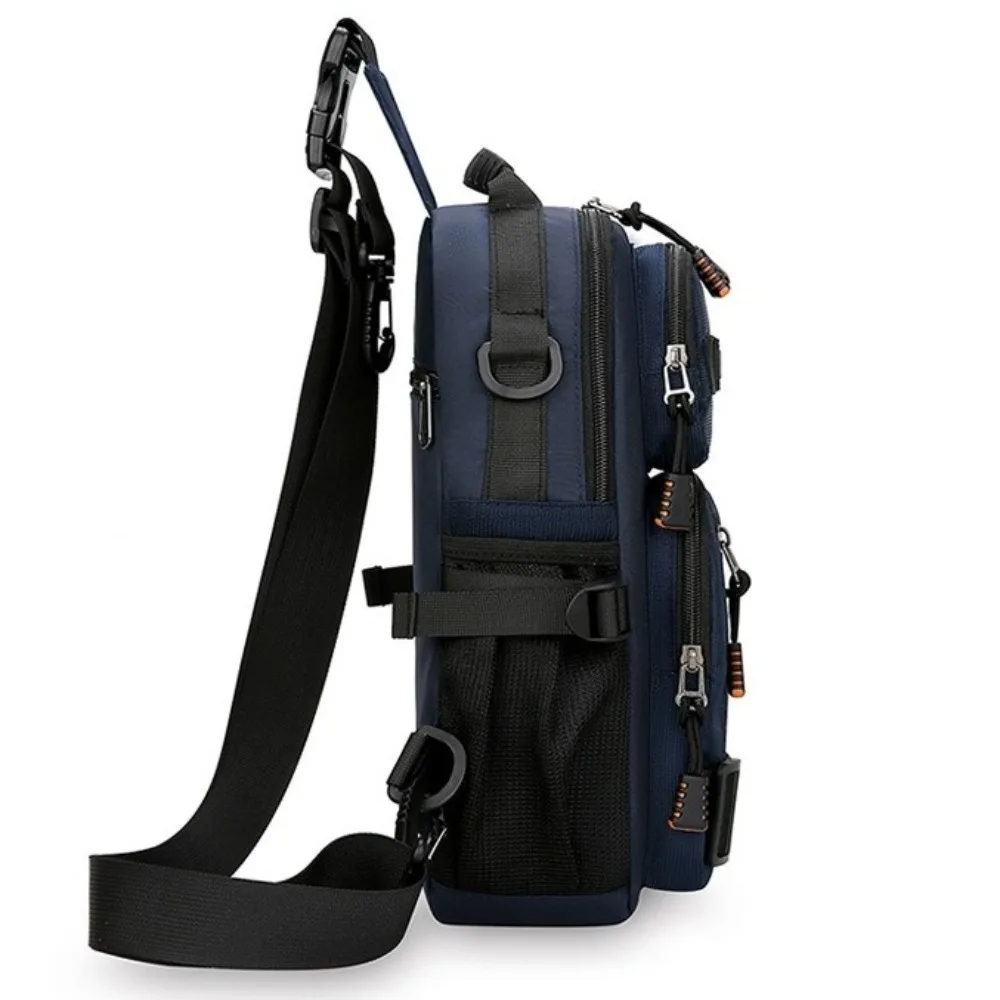 All-Match Multi Pockets Men Chest Bag Cloth Multifunction Sports Message Bag Shoulder Bag Solid Color Crossbody Bag Outdoor