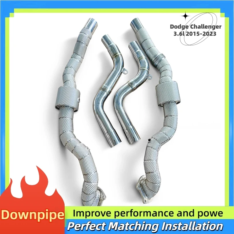 For Dodge Challenger 3.6l 2015-2023 stainless steel downpipe with heat shield racing exhaust pipe straight exhaust downpipe