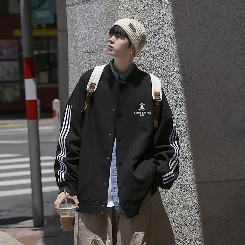 

Vintage Baseball Jaet for Men Spring Autumn American Pilot Sle Outerwear Trendy Windproof Polyester Long Sve Jaet