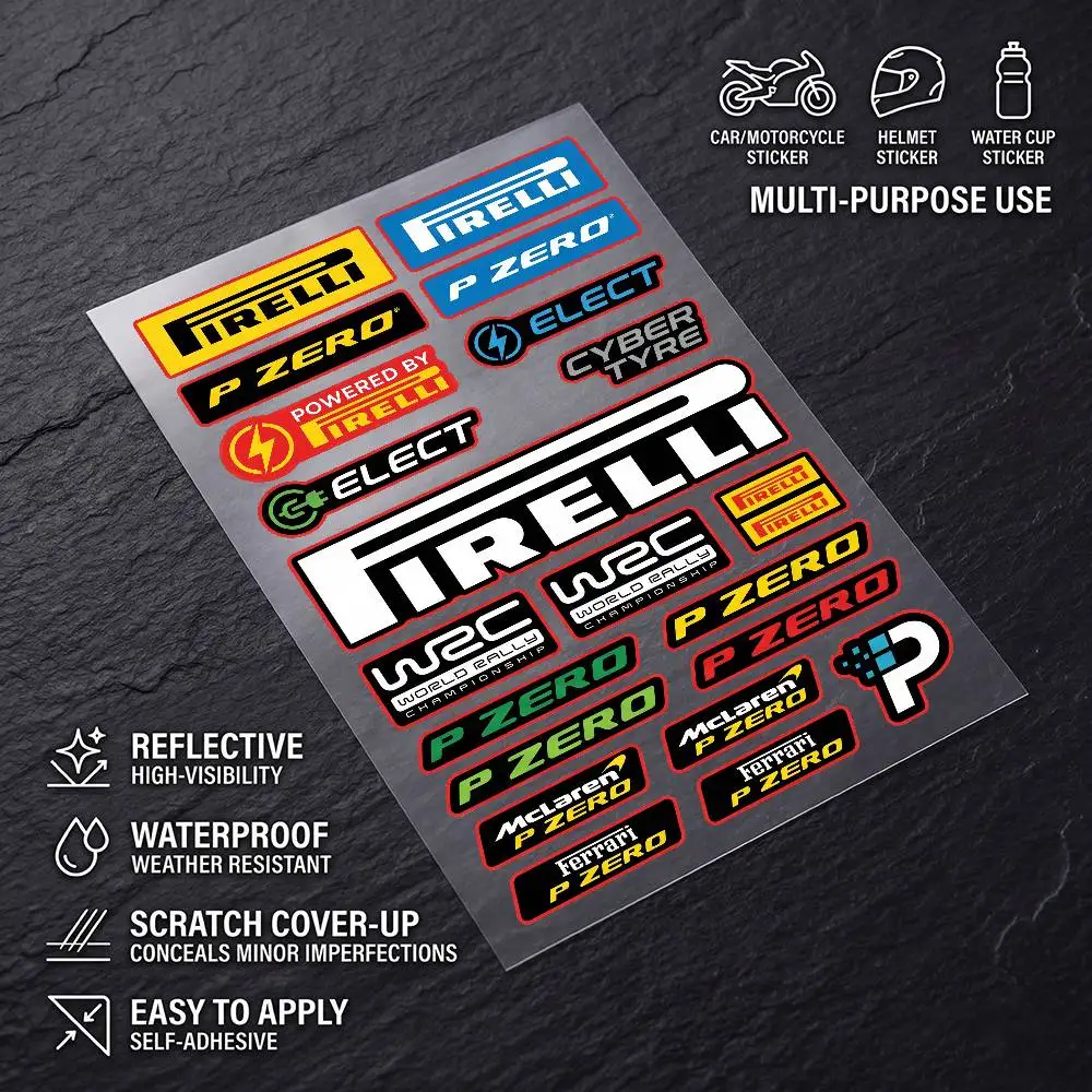 Pegatinas reflectantes de seguridad PIRELLI, impermeables, universales, para casco de bicicleta, taza, refrigerador