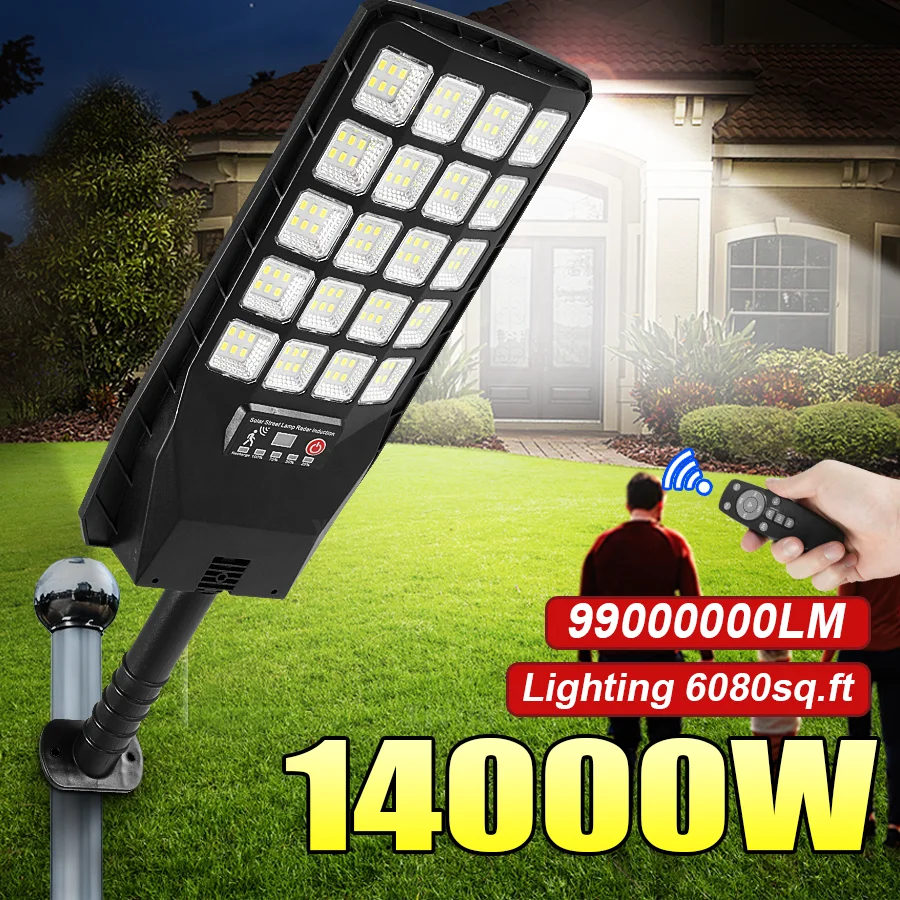 Bright Outdoor Solar Lamp 14000W Solar LED Light With Motion Sensor Powerful  Outdoor Garden Courtyard Street Wall Lamp