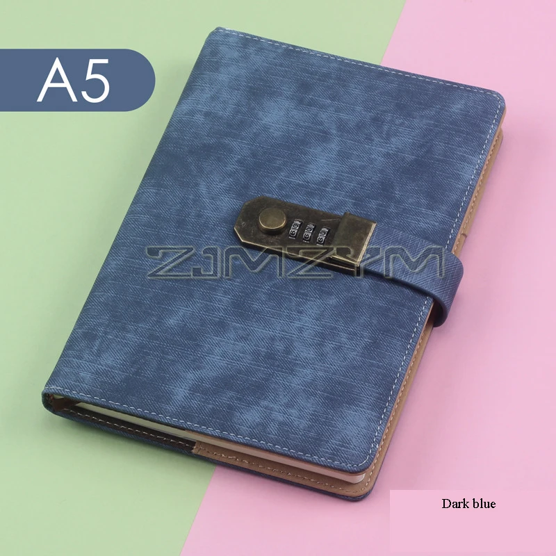 Retro Password Book PU Leather Cover Diary Book Female Lock Diary Simple Art Adult Student Ancient Style Business Notebook