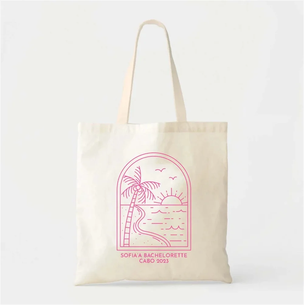 Minimal Palm Tree Tote - Wedding Welcome Bag - Custom Wedding Tote - Bachelorette Gift Bags - Destination Wedding Tote - Cabo To