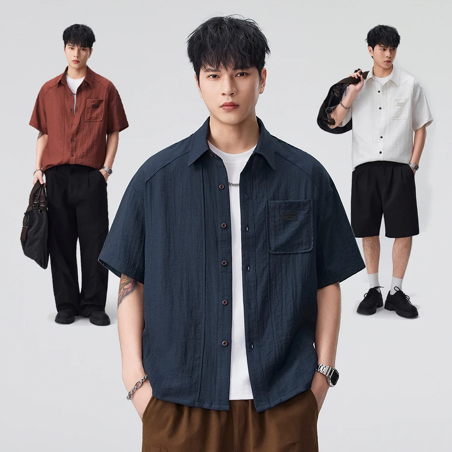

Summer Lightweight Linen Short Sleeve Shirt Men Fashion Vintage Streetwear Loose Casual Plus Size Shirts Blouses Tops