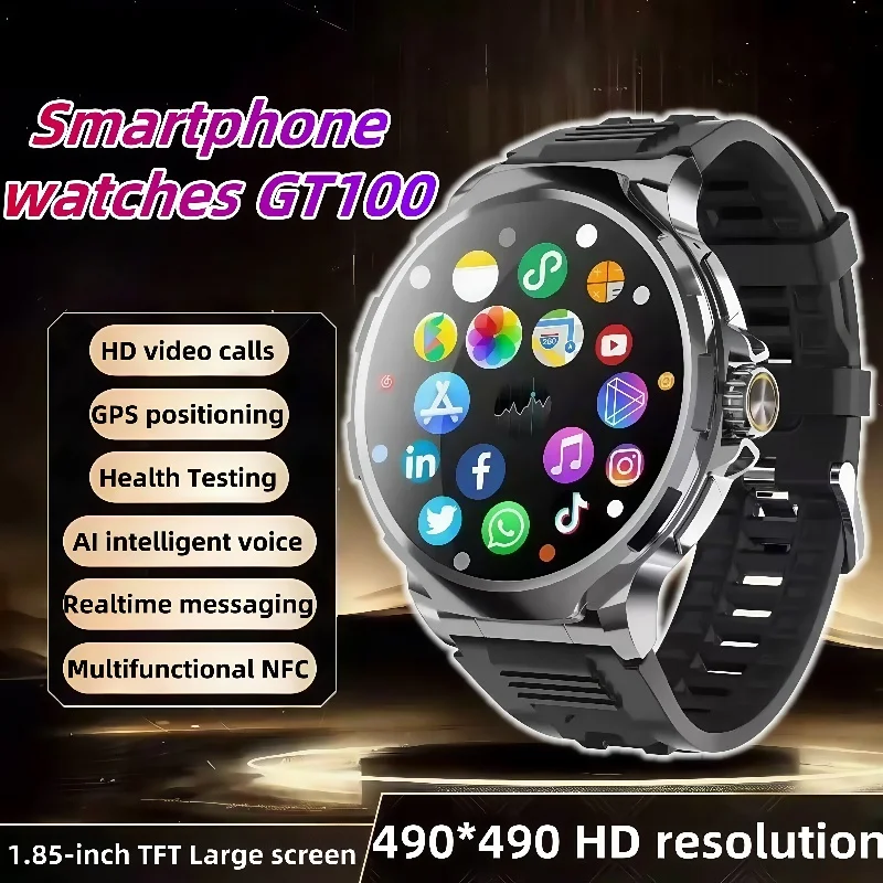 

Система Android GT100 4G Simcard 180 ° Поворотная камера IP67 Водонепроницаемые часы GPS WIFI 128 ГБ Rom