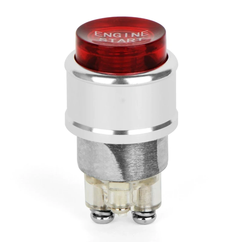 

12V 20A car modification one-button start button ignition switch metal strip LED red light button instantaneous switch