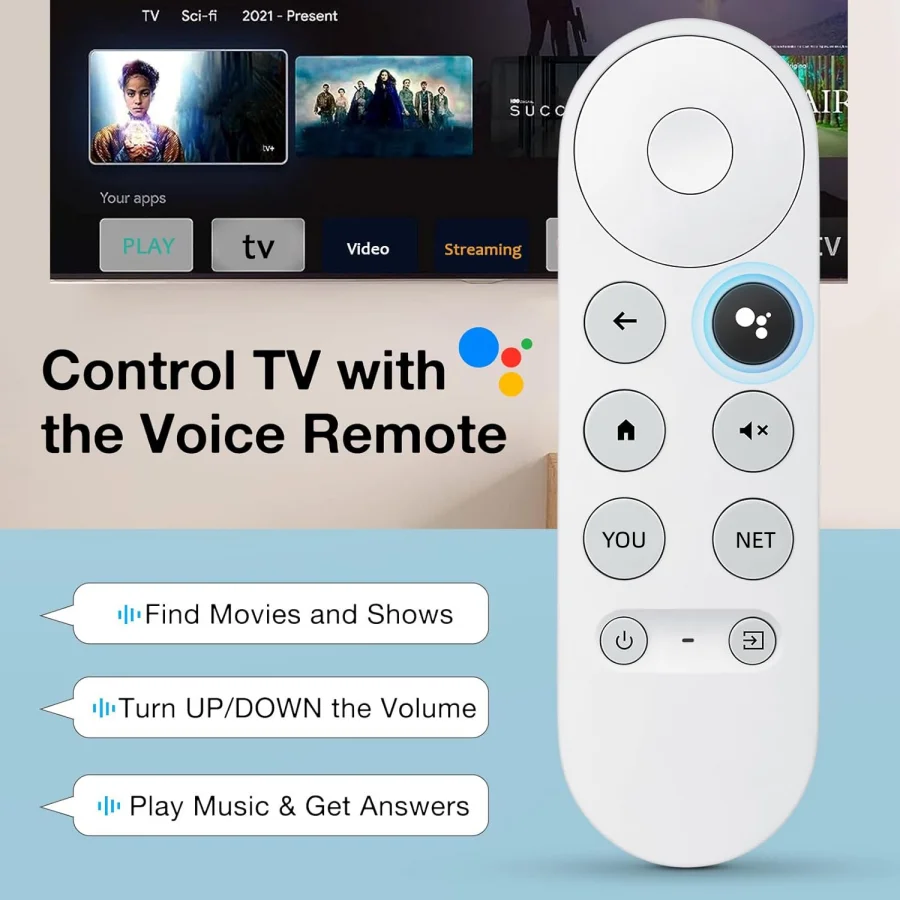 (العن بعد فقط) جهاز التحكم عن بعد الصوتي البديل G9N9N لمشغل الوسائط البث الثلجي Google Chromecast 4k