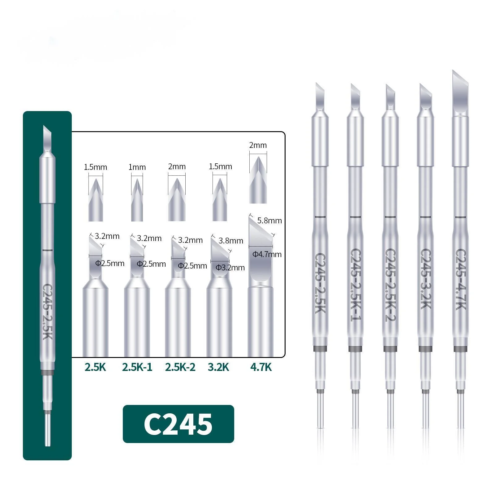 YIHUA C245 Soldering Iron Tip Heating Core for Soldering Station Handle Flat Head / Straight Tip/Knife head/ Horseshoed