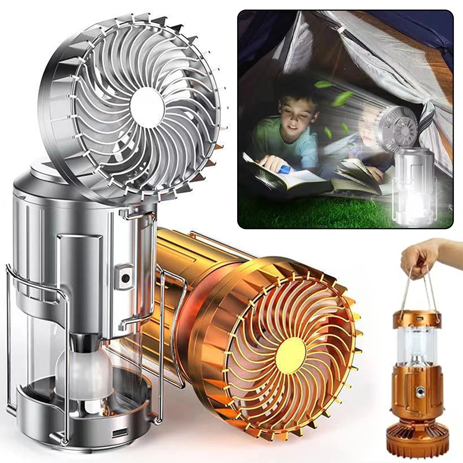 Solar Camping Lanterns With Fan Portable Foldable Easy To Use For Power Outages