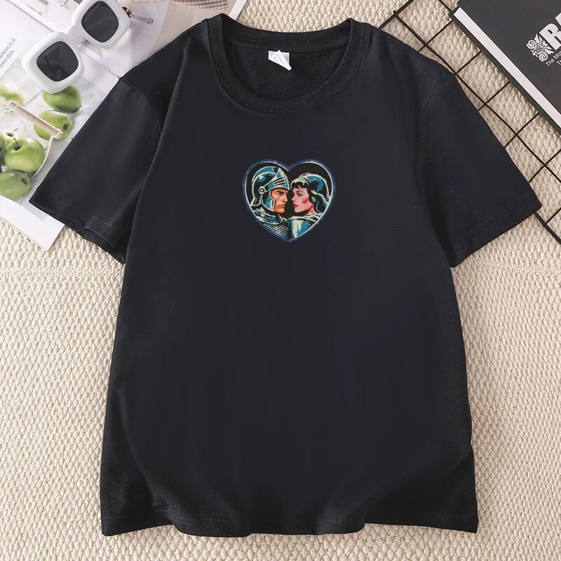 Retro Knights Fantasy Medieval Graphic Tee men women casual round neck short sleeve t-shirts unisex streetwear clothes