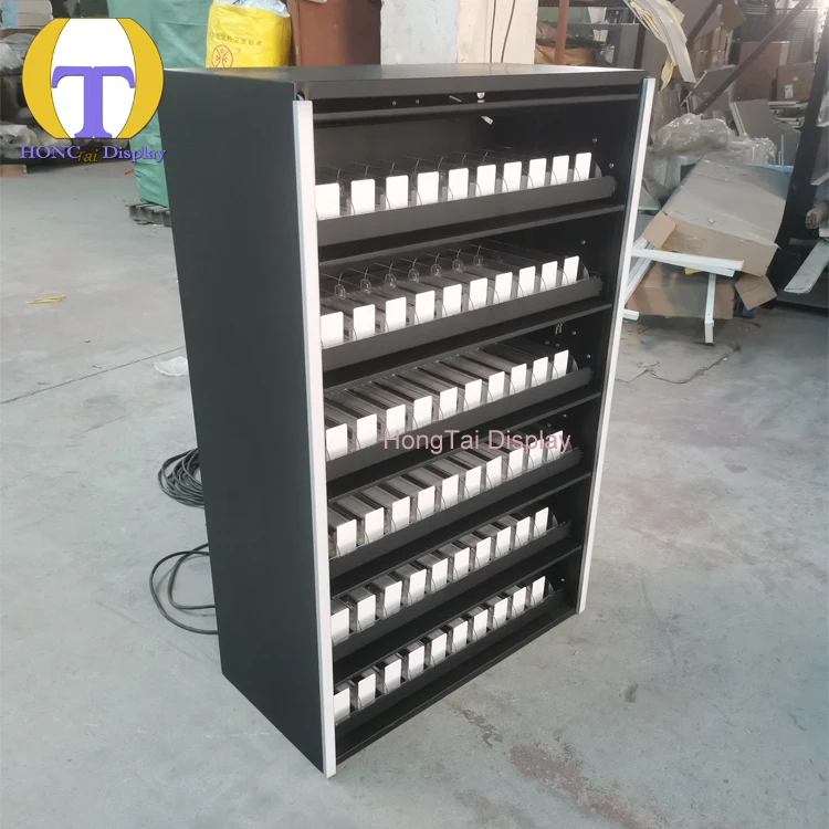 Custom.Source Factory Einzelhandelsgeschäft Smoke Display Rack Bunte LED-Licht-Eisenschrank-Vitrine