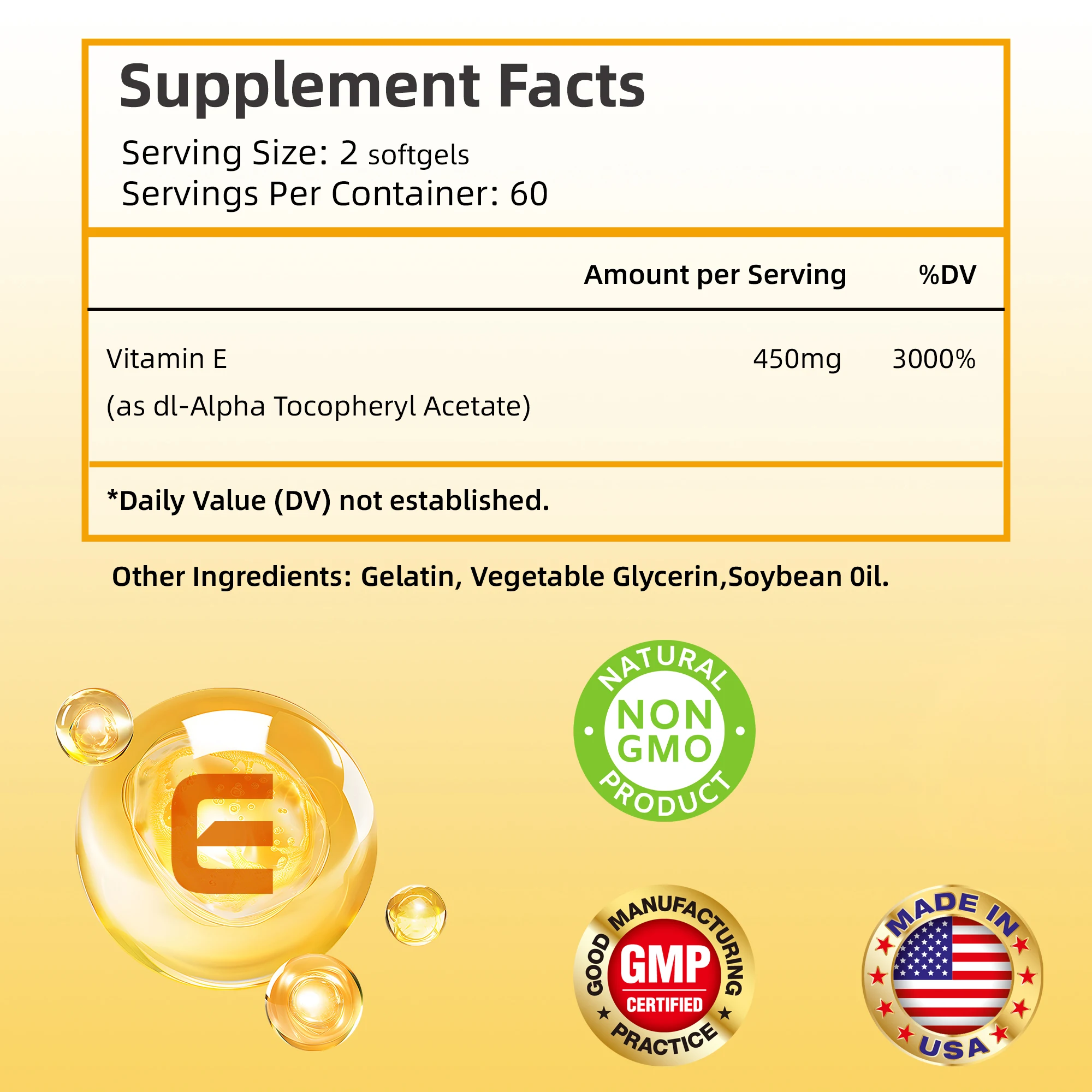 Vitamin E - Supports Skin, Hair, Nail, Immune and Eye Health and Boosts Immunity