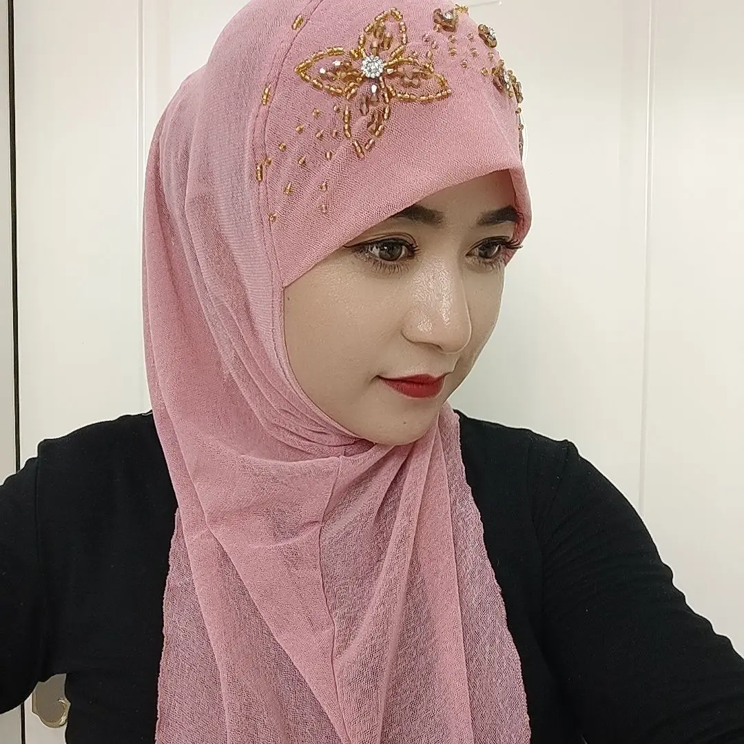 Commercio all'ingrosso 2 pezzi Hijab da donna Cappello Moda musulmana Eid Ramadam Cappelli di preghiera Beige Viola Berretti eleganti Beanie Cappelli africani sauditi