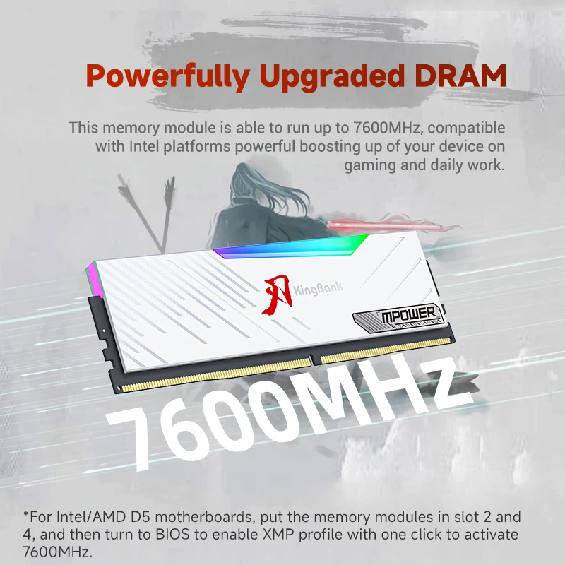 Imagem -03 - Kingbank Memoria Ram Rgb Ddr5 16gb 7600mhz Mpower Xmp 3.0 16gbx2 Pcs Udimm Desktop Udimmram pc Memória de Computador Hynix a Die Chip