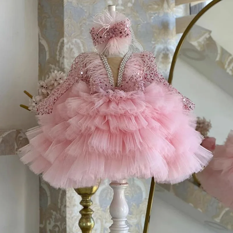 Children Girls Elegant Fashion TutuParty Banquet Wedding Flower Girl Costume Cake Skirt Kids Piano Performance Show Birthday view 2