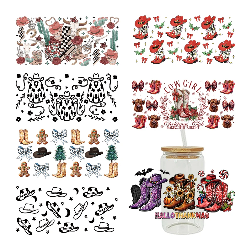 3D UV DTF Western Cowboy Printed Transfers Stickers 16oz Cup Wraps For DIY Glass Ceramic Metal Leather Etc. D26561