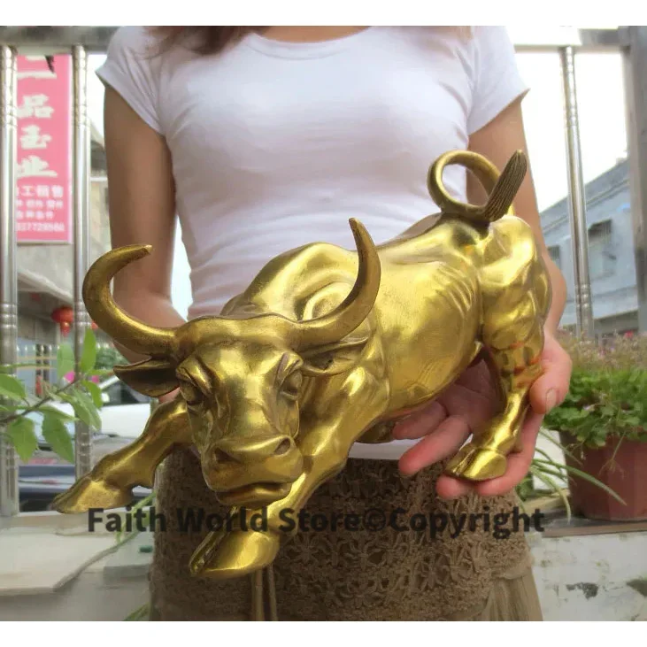 31CM large # HOME Shop parlour TOP decoration ART FENG SHUI Business Good luck Success Drawing Money Charging Bull Taurus Statue