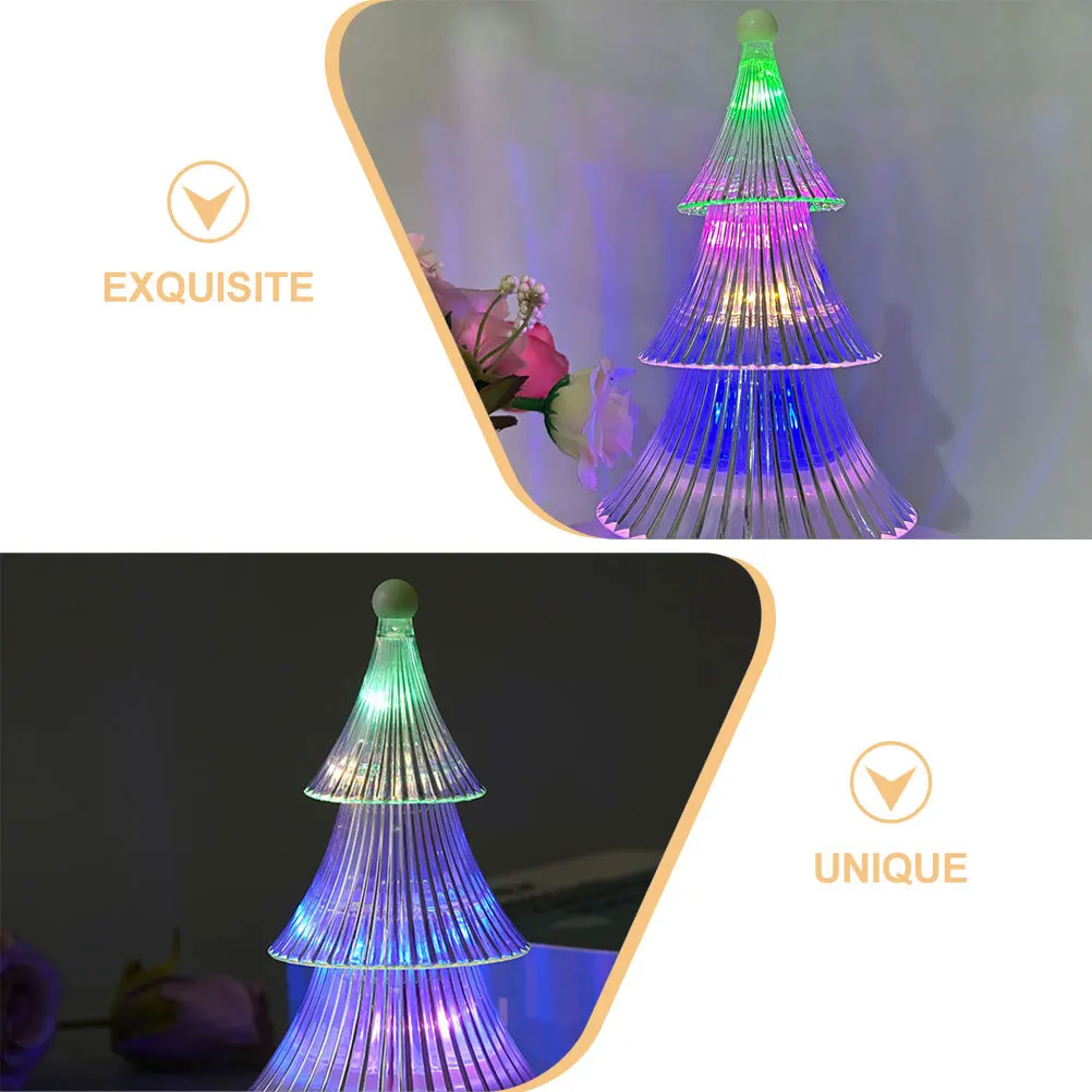 Luminoso mini árvore de natal luz da noite lâmpada de mesa de plástico decoração de mesa lâmpada de árvore de natal luz de mesa bola de vidro luminosa