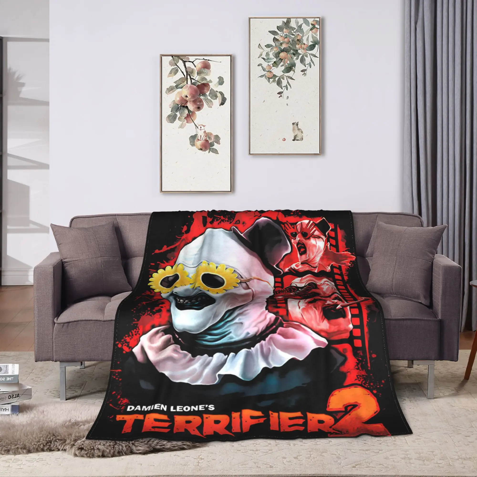 Terrifier  Plush Blanket Kids Adult Horror Movie Flannel Throw Blanket For Bedroom Warm Soft Design Quality Bedspread Gift Idea