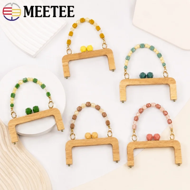 

1Pc 20cm Wooden Bag Handle Resin Chain Purse Frame Kiss Clasp Handbag Strap Wallet DIY Handmade Accessory Replacement Craft Part