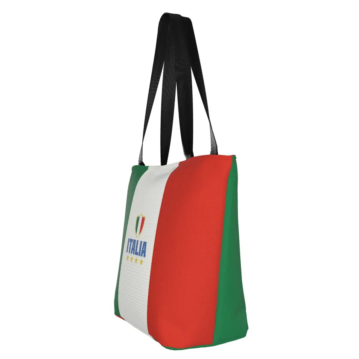 Custom Flag Of Italy Shopping Bag Women Canvas Shoulder Reusable Tote Bag Portable Grocery Shopper Bags