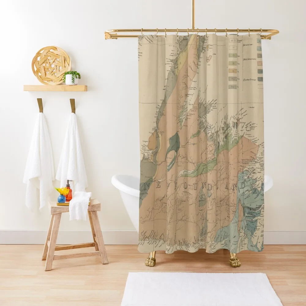 

Vintage Geological Map of Newfoundland (1875) Shower Curtain Luxury Bathroom Shower Bathroom Accessories Curtain