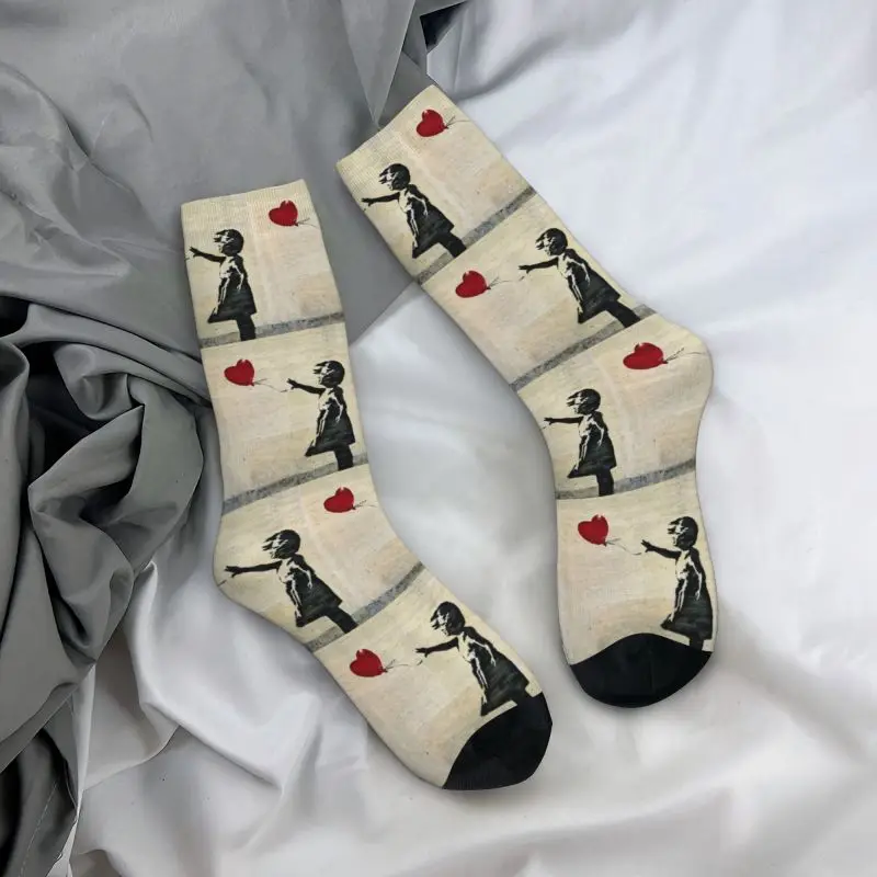 Banksy's balon gadis Pria Wanita kaus kaki kru uniseks menyenangkan Banksy Dunia perdamaian musim semi musim panas musim gugur musim dingin gaun kaus kaki