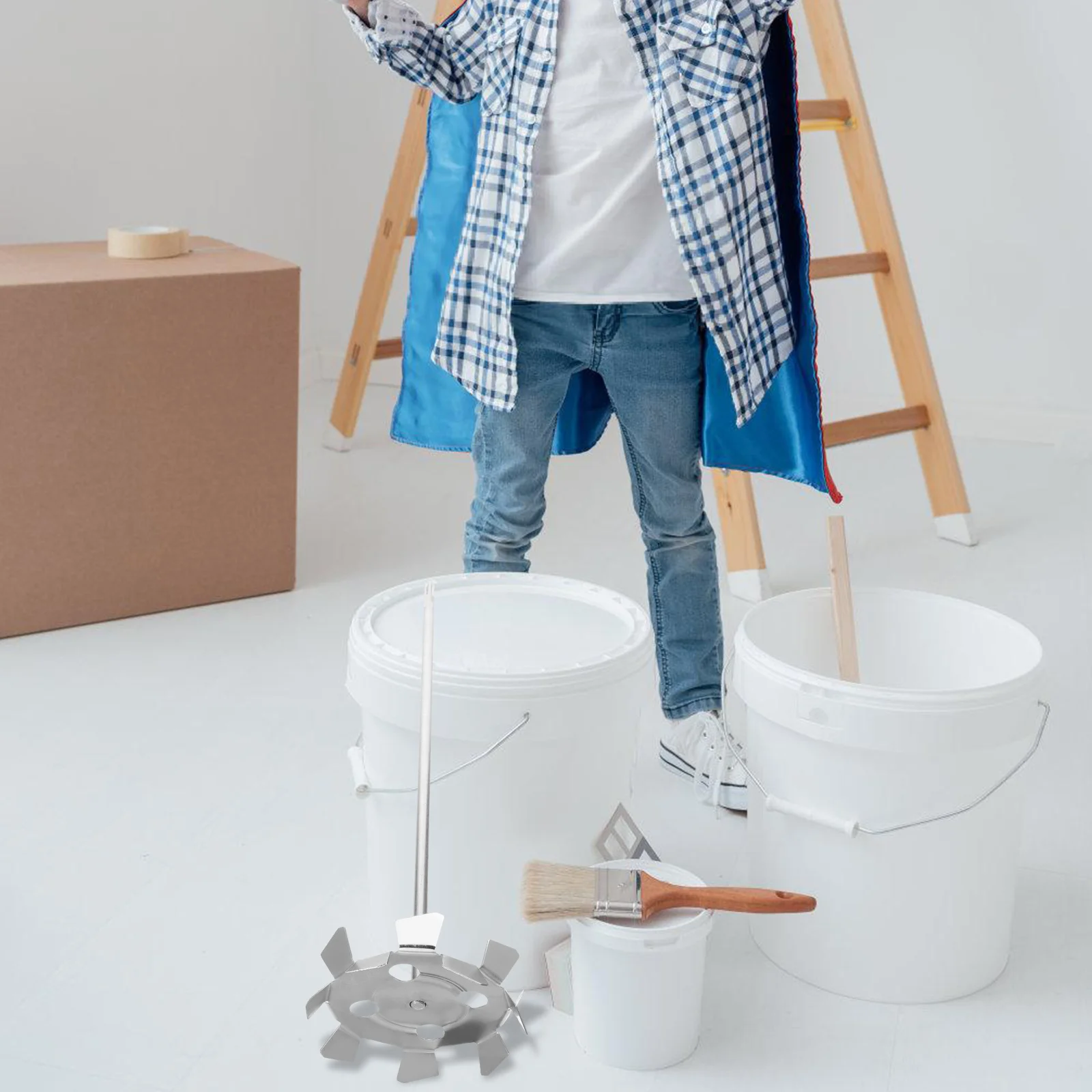 

Paint Mixer Cement Blender Drill Attachment Stirring Rod Galvanized Iron Construction Home Renovation Projects Efficient