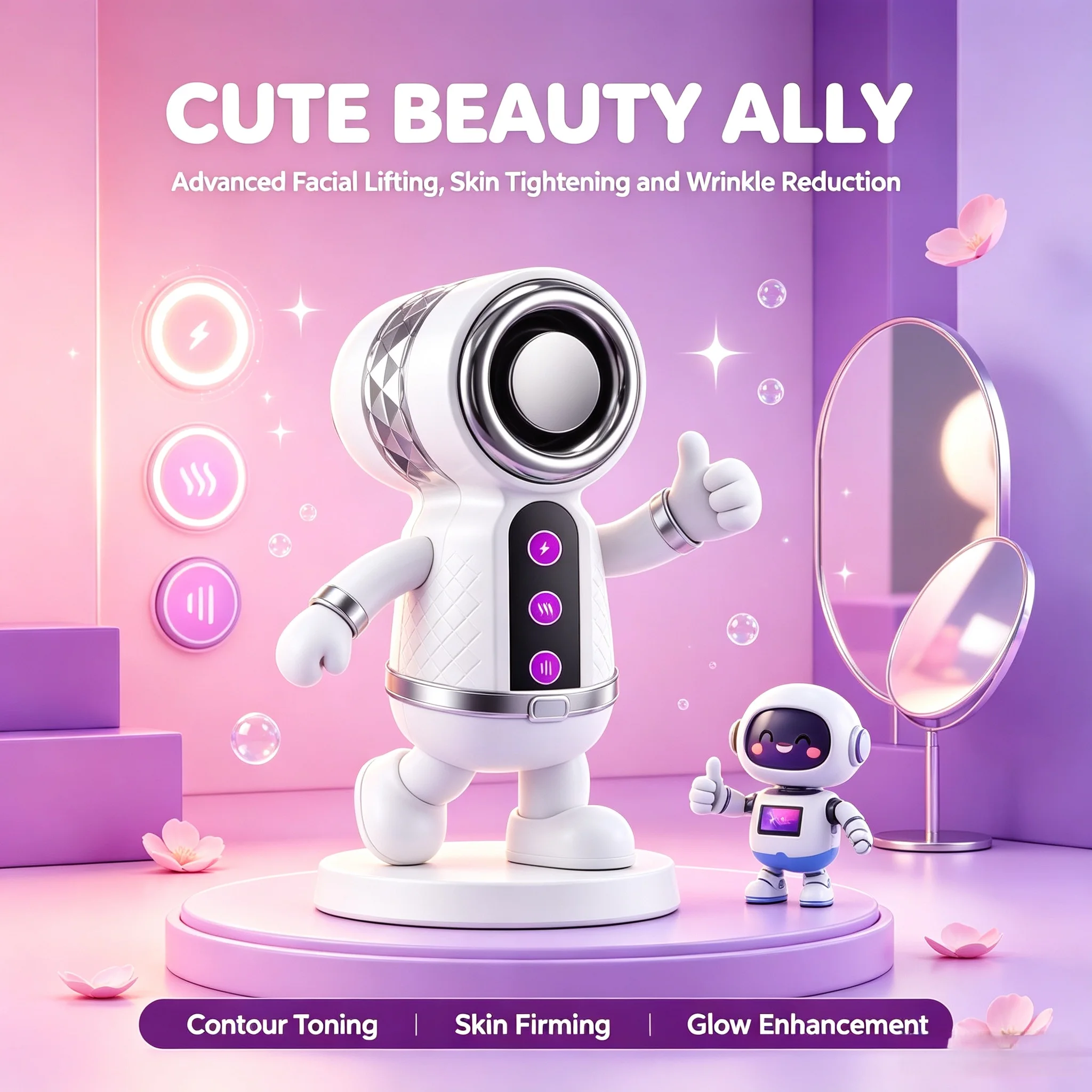 Portable EMS Microcurrent Face Massager Heating Tapping Facial Contour Skin Care Beauty Machine for Home Use