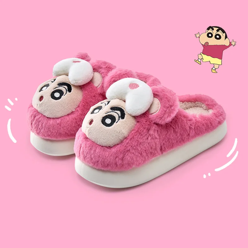 Kawaii Crayon Shin-Chan Anime Nohara Shiro Cartoon Pantofole in cotone peluche Ragazze Casa Scarpe antiscivolo per la casa