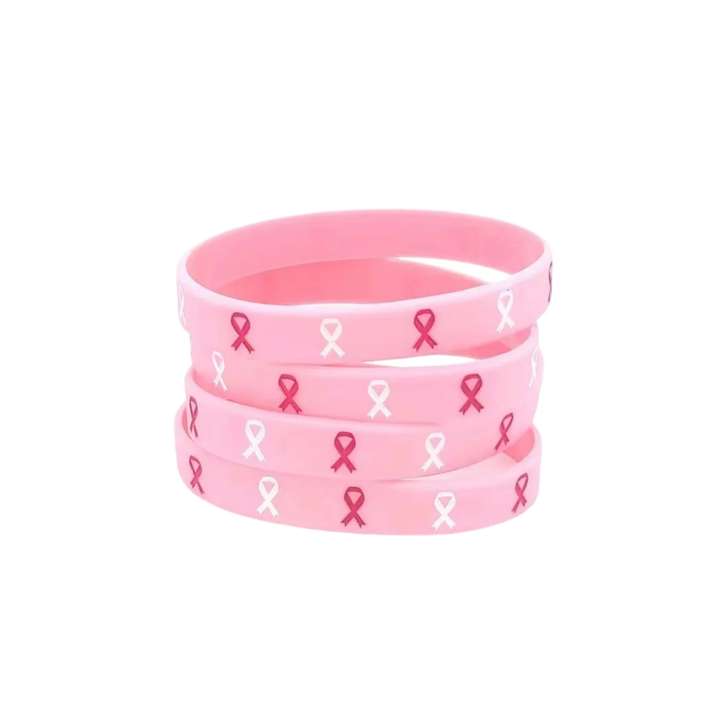 Breast Cancer Support Bracelets Bulk - Pink Ribbon Hope Faith Strength Courage Stretch Party Wristbands