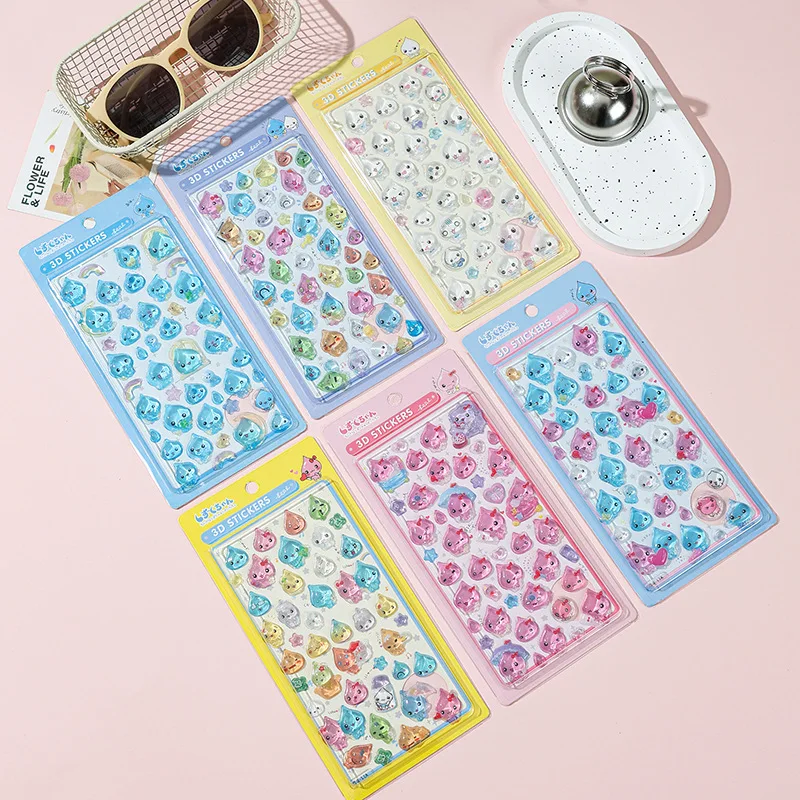 

1/6Pcs 3DWater Droplet Crystal Sticker Sticker Scrapbooking DIY Journaling Stationery Diary Decor School Cute Stickers