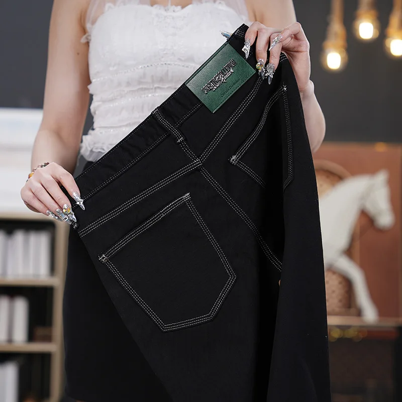 

Летние тонкие джинсы, мужские чистые черные облегающие эластичные брюки на небольшую ногу, модные универсальные трендовые повседневные брюки