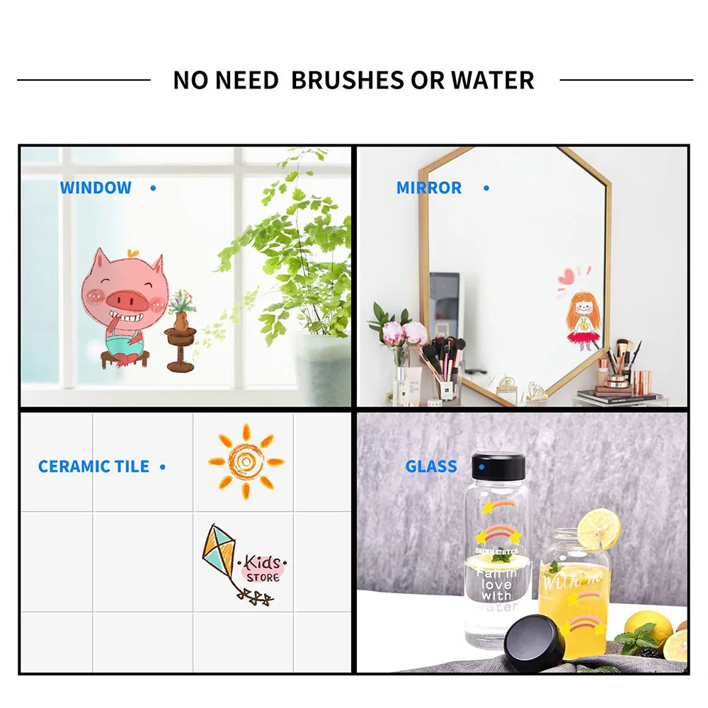 Wasserlösliche Kinder-Buntstifte, Schnell Trocknend und Nicht Schmutzige Hände, 12 Farben in Box, Kunstmalerei, Graffiti, Handgezeichnete Pinsel – Detail 6