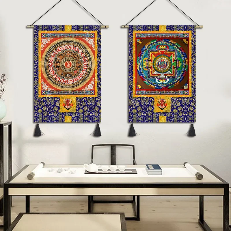 45x65cm Tibetan Tapestry Fabric Art Living Room Bedroom Tangka Hanging Painting Homestay Decoration Aesthetic Room Decor Mural