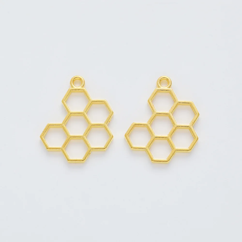 100pcs/lot Jewelry Accessory Retro Alloy Solid Honeycomb border Shaped DIY Charms Pendants For Earring Necklace