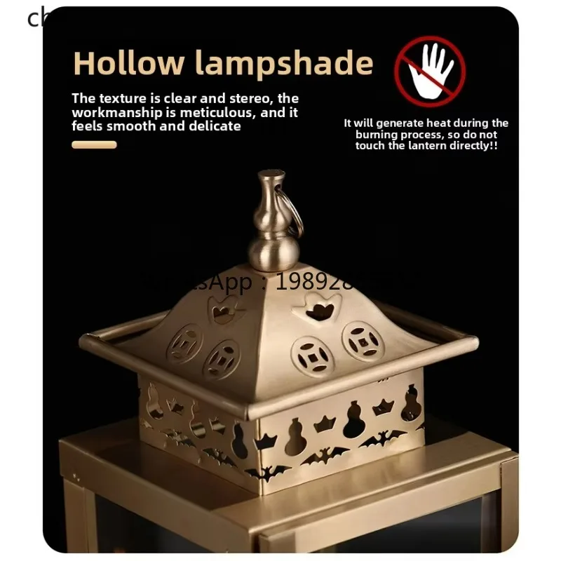 Pure Brass Household Temple Buddhist Hall Windproof Cover Four-sided God Buddha Front Ornaments