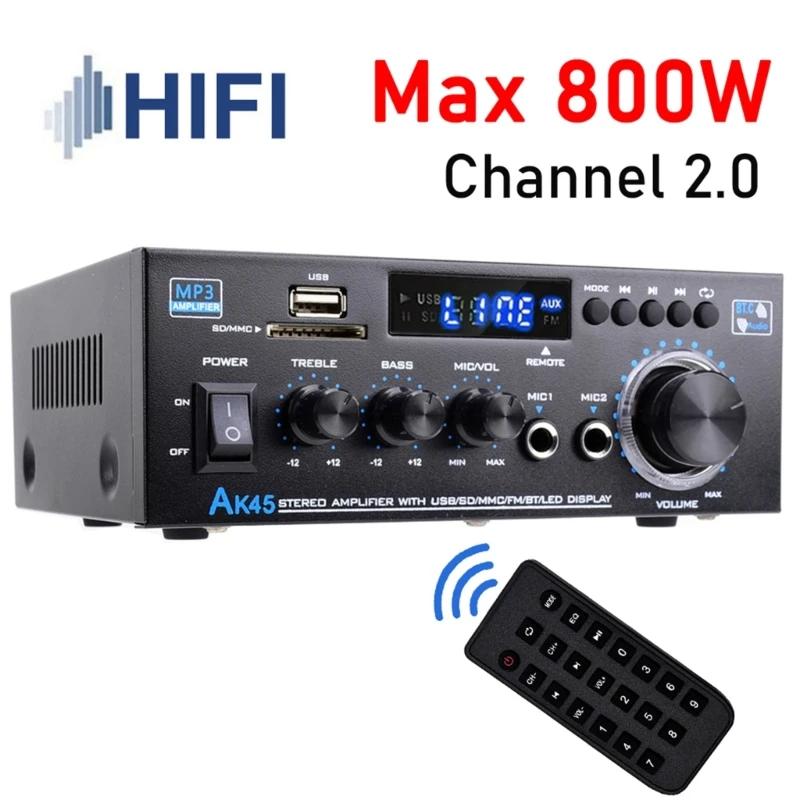 

50 Вт Hifi Stereoes-совместимые усилители, 2,0 канала Home Sound Sound Sound с USB Reader Connectors D2RC