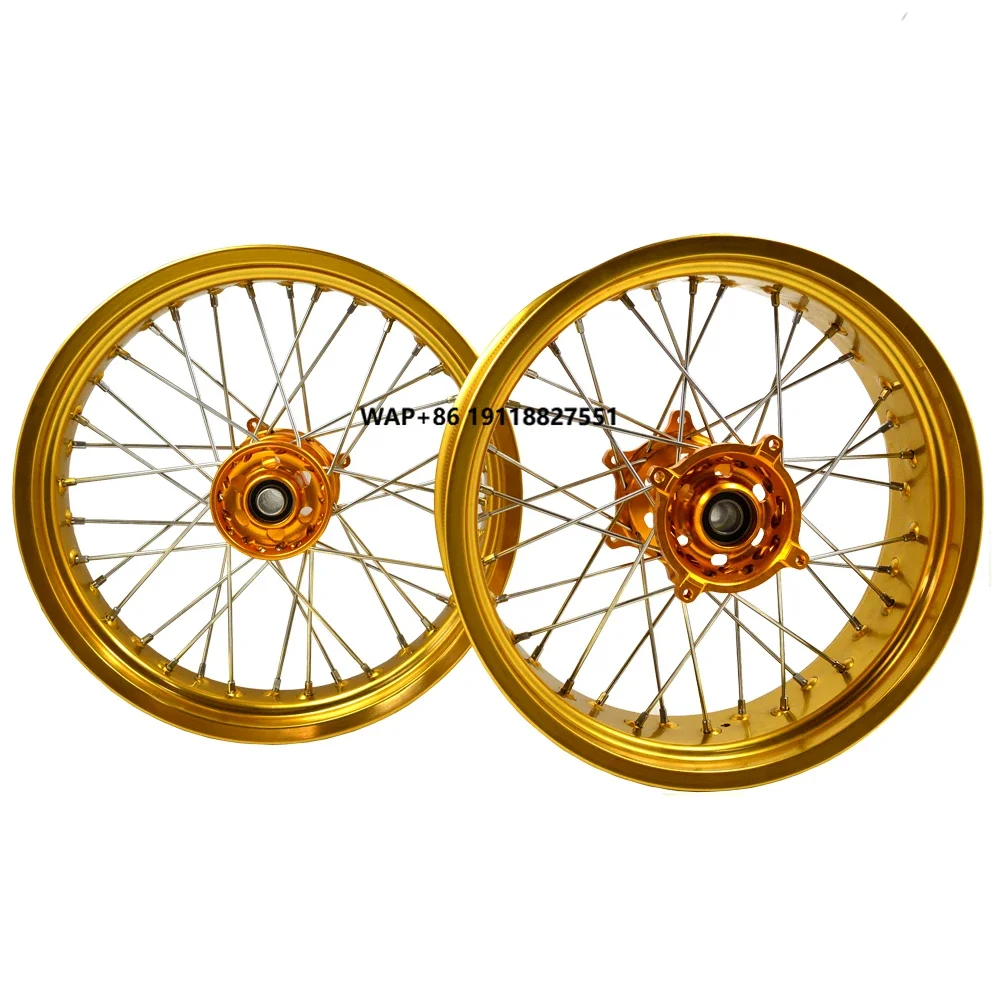 JS Racing 36 Spoke Golden Rim Hub Wheel Set Motorcycle 17