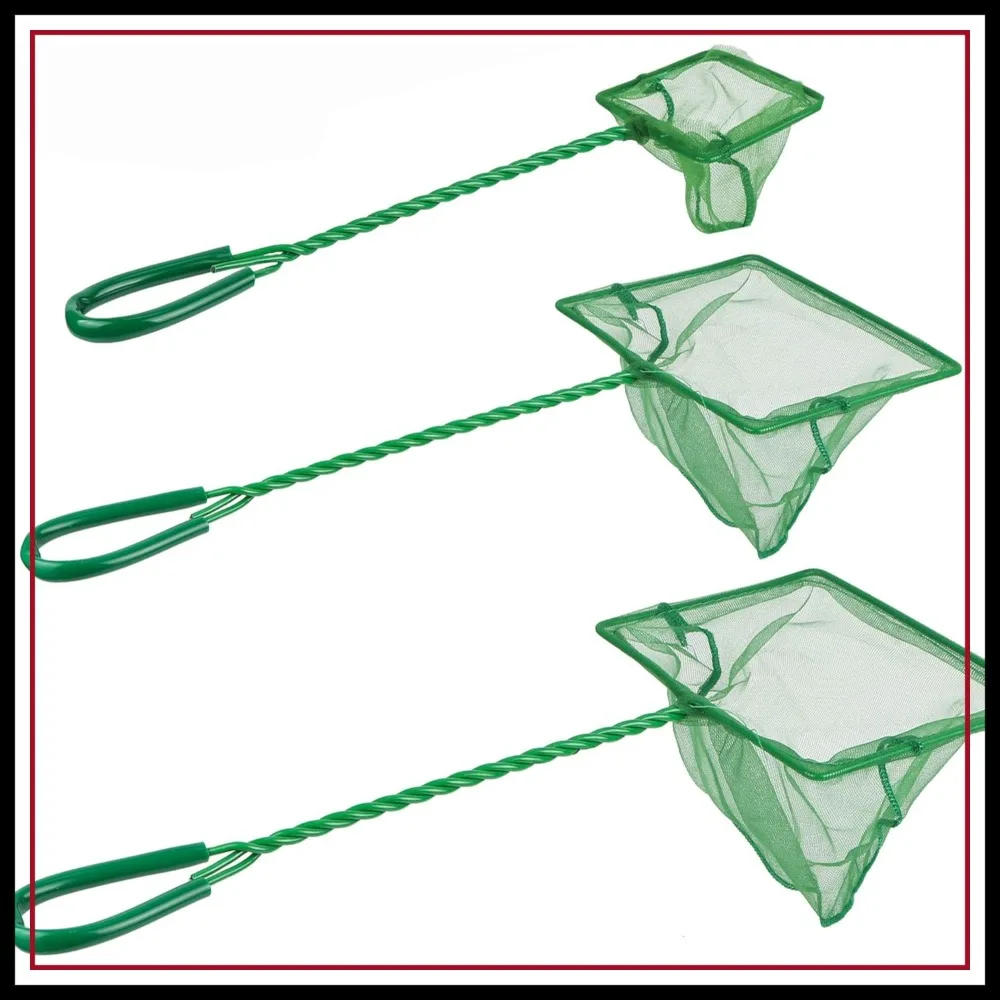 

3PCS Aquarium Fish Net Set, Fine Mesh Nylon Nets with Long Handle for Fish Tank, Green, 3/4/6 Inch