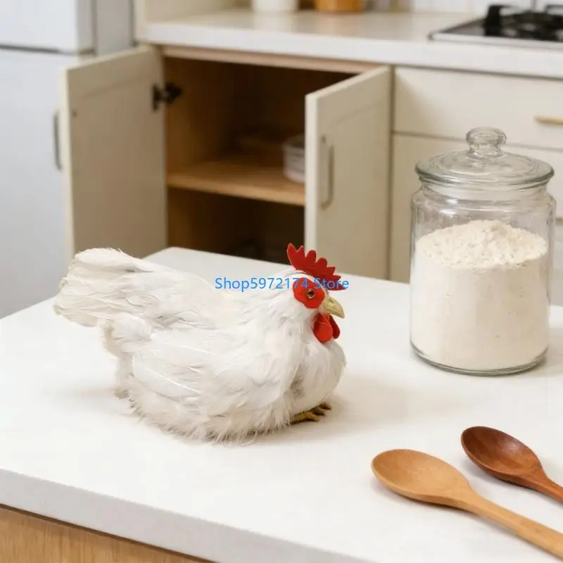 Y3NB Realistic Chicken Figurines Artificial Feathered Hen Chicken Statue Ornament