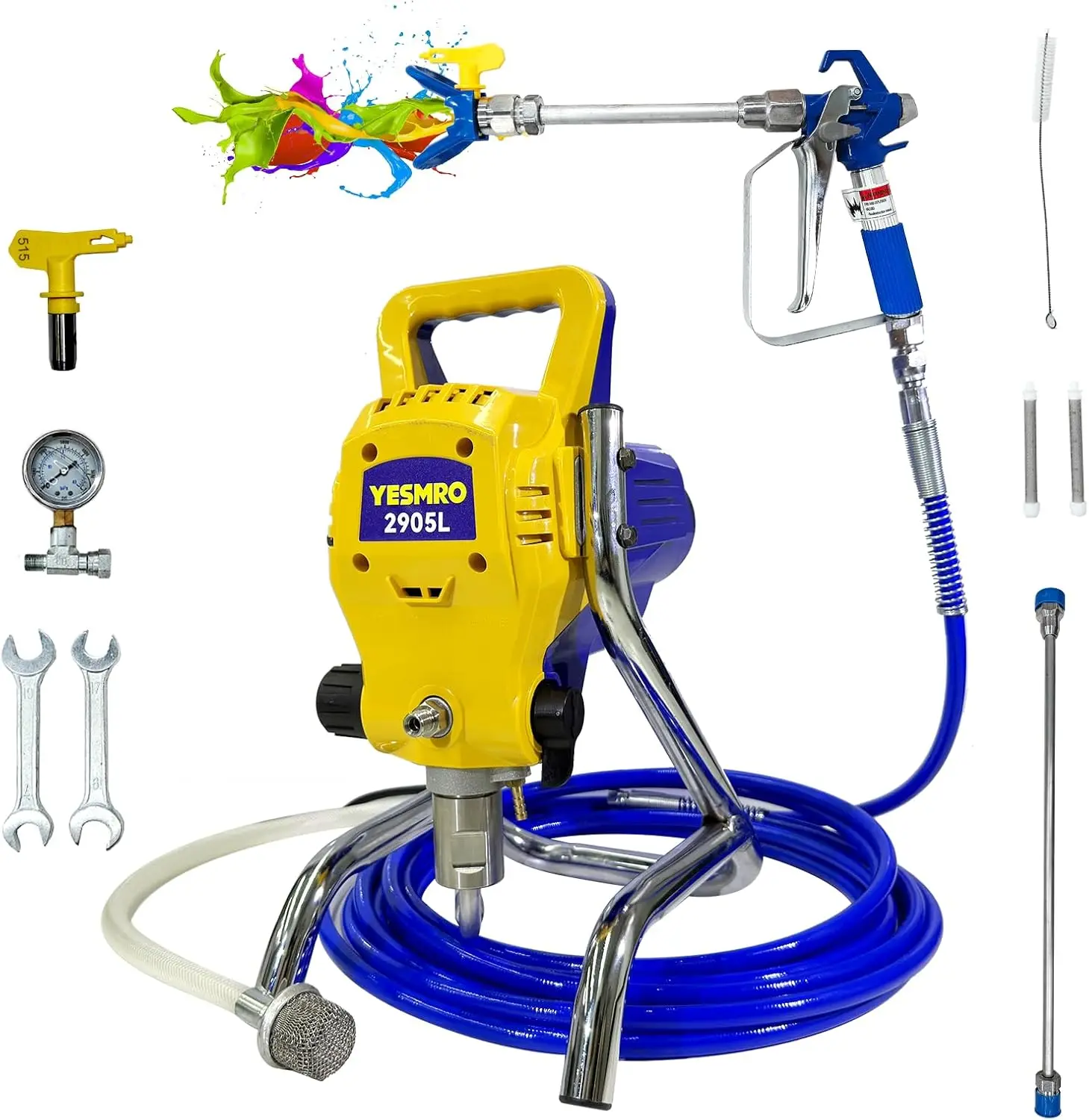 Paint Sprayer,3300PSI Adjustable Paint Sprayer with Extension Pole,0.31GPM High Efficiency Thinning-Free Airless Sprayer for Hom