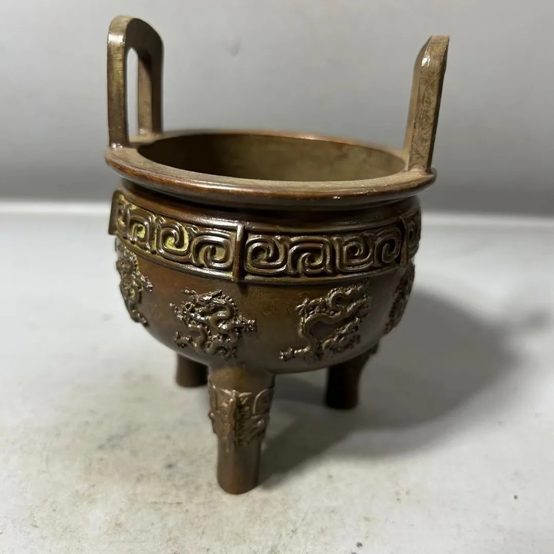 

Binaural zodiac dragon return three feet three feet copper tripod household incense burner offering ornament