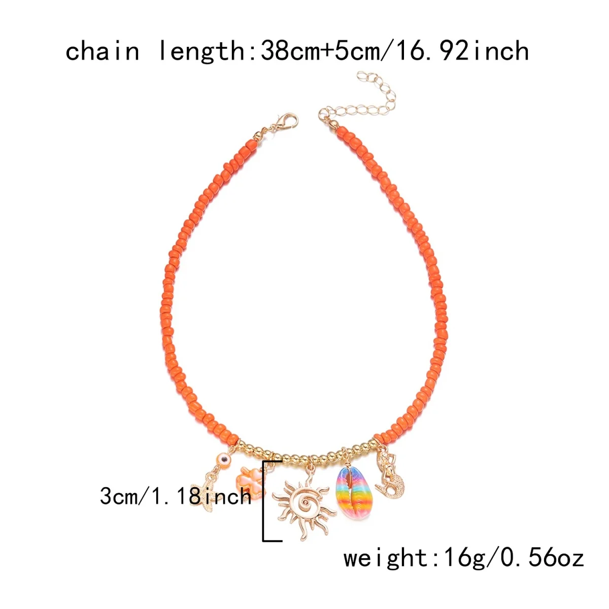Sommerliche Reisperlen-Halskette mit Korallen- und Muschelanhänger für Damen und Herren – Boho-Muschel-Choker für Urlaub, Party und modische Schmuckgeschenke – Detail 20