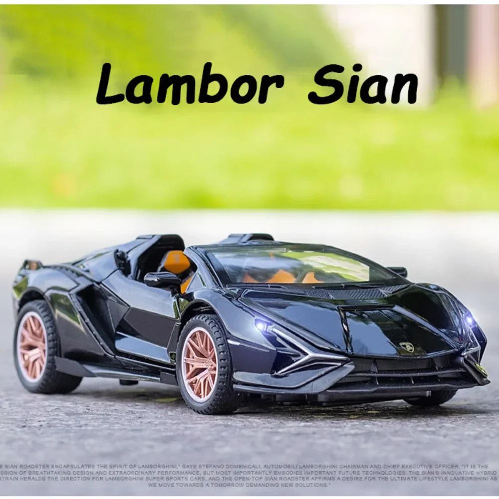 

1:32 Lamborghini Sian FKP37 Convertible Sports Car Model Alloy Diecast Toy Simulated Scissors Door Metal Vehicle Children Toys