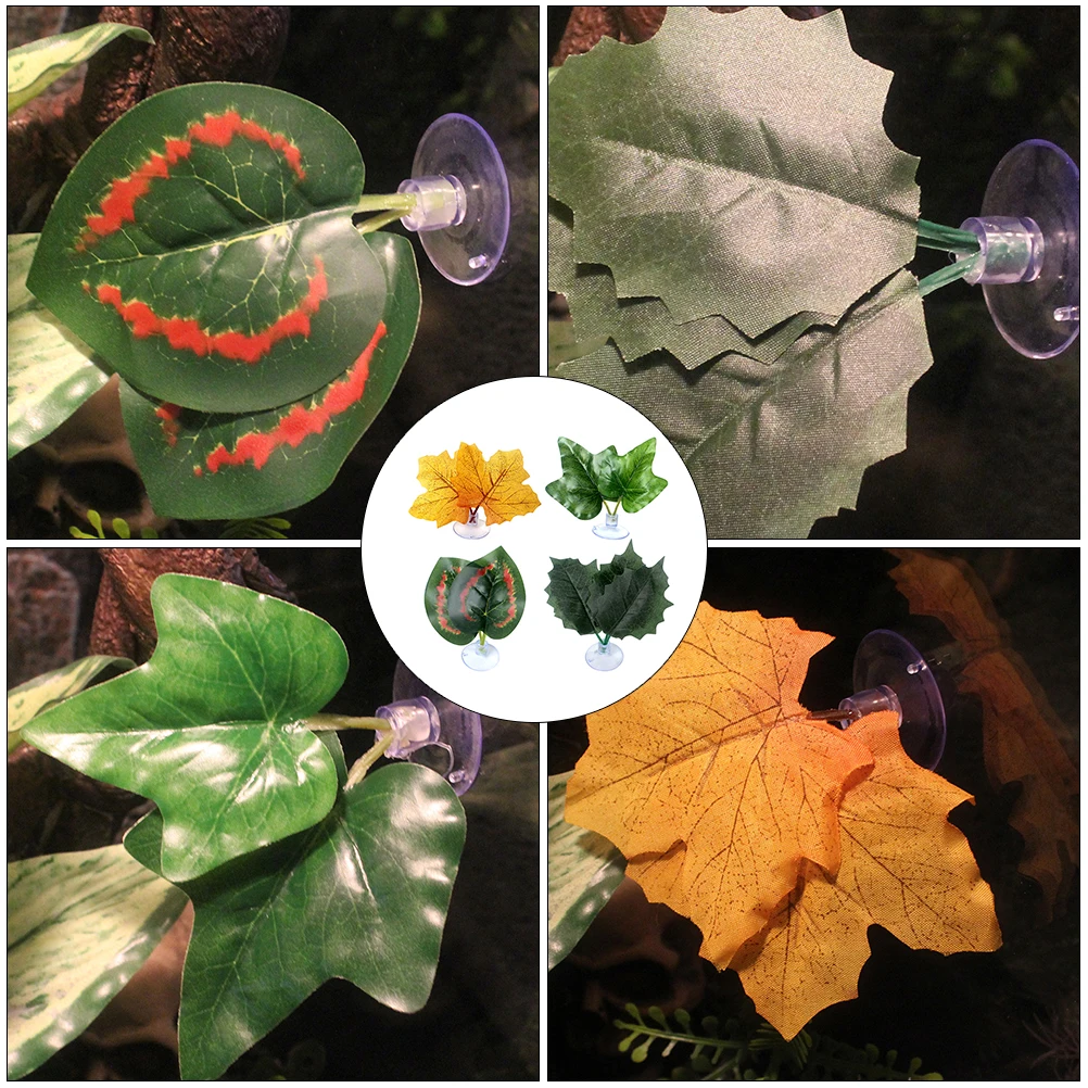 

4pcs Simulation Leaf Aquarium Decor Artificial Fish Spawning Rest Pad Tank Habitat Vivid Color Non Fading Safe Plastic Pet